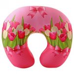 Beautiful semicircle pillow with tulips