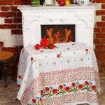 Beautiful tablecloth with poppies in ethnic style
