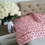 Beautiful knitted plaid pink
