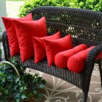 Red decorative pillows: large, medium and small