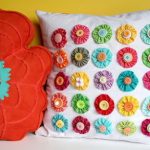 Square pillow with flowers with their own hands