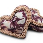 Unusual white and lilac heart pillow