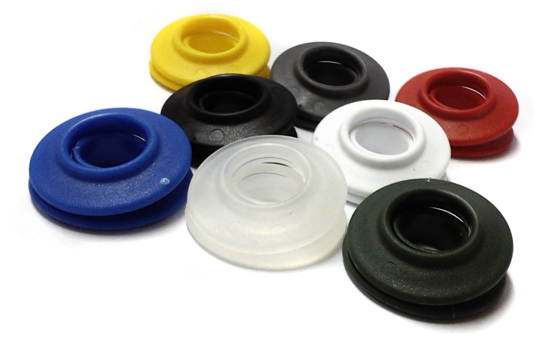 Multicolored plastic grommets for banners