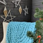 Plaid Turquoise large knit merino