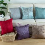 Pillows with a pattern - a tree in different colors