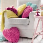 Heart-shaped pillows in different colors