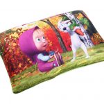 Rectangular pillow with granules with cartoon characters Masha and the Bear