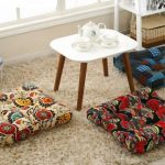 Multi-colored floor cushions for seating