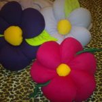 Homemade multi-colored pillows-flowers