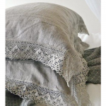 Gray decorative pillows with lace