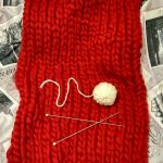 Hand-knitted wool plaid Garnet