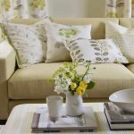 Calm colors for textiles in the bright living room