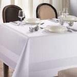Strict snow-white tablecloth without pattern