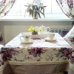 Textiles in the style of Provence: pillows, curtains and tablecloth