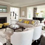 Traditional living room with cushions in yellow