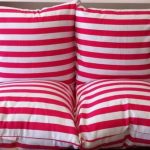 Comfortable striped cushions for sitting on the floor