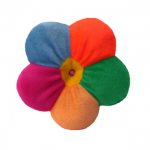 Velor pillow with 5 multi-colored petals