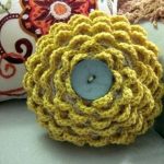 Knitted flower pillow