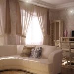 Beige double curtains for the living room with two windows