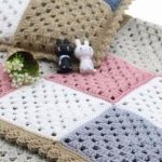 Children's blanket and cushion of individual squares