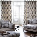 Upholstered furniture na may grey tapiserya