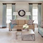 Blue curtains to match the furniture for windows with a wall