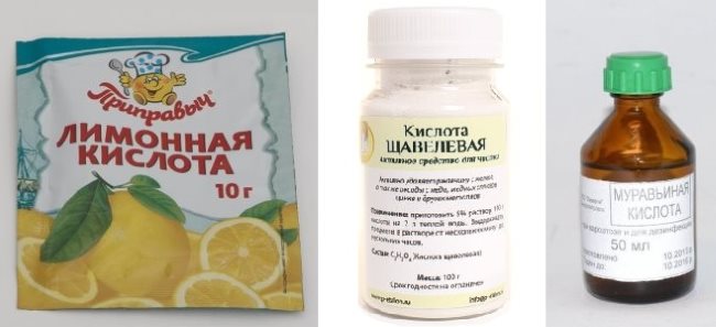 Лимонена и други киселини за отстраняване на петна от тюл