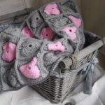 Beautiful little pink and gray crocheted plaid