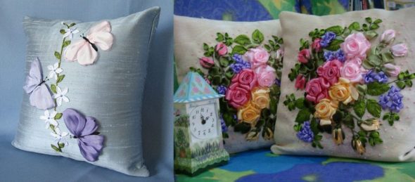 Pillow cover na may linen embroidery