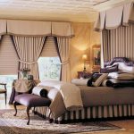 Shared curtain with a pelmet for two windows in the bedroom