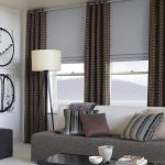 Blinds and dark curtains for the living room with two windows