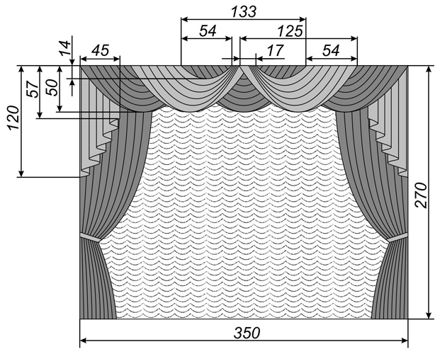 Schéma standardní lambrequinové tkaniny dvou barev