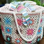 Bright basket of knitted squares