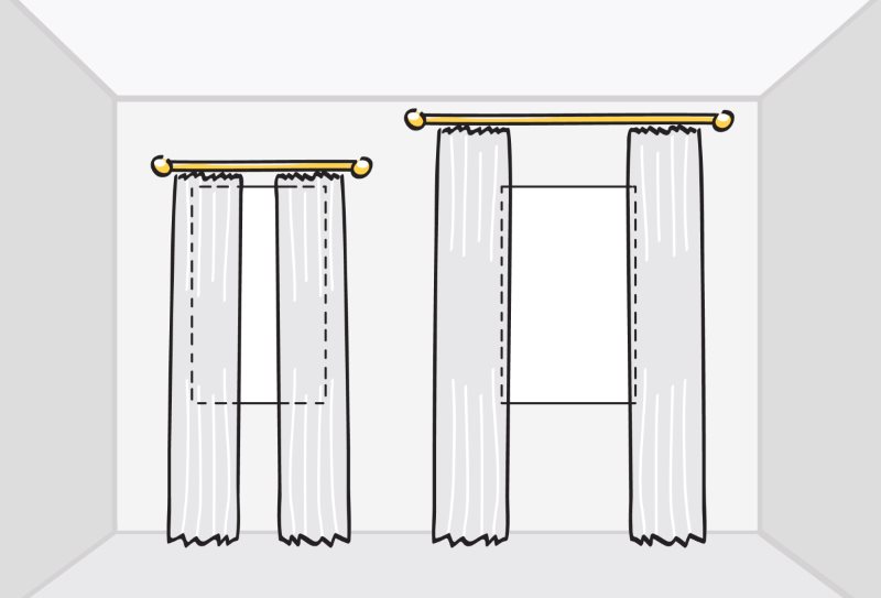 Varianter av placering av väggkornet ovanför fönsteröppningen