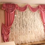 White-pink beautiful curtains with lambrequin