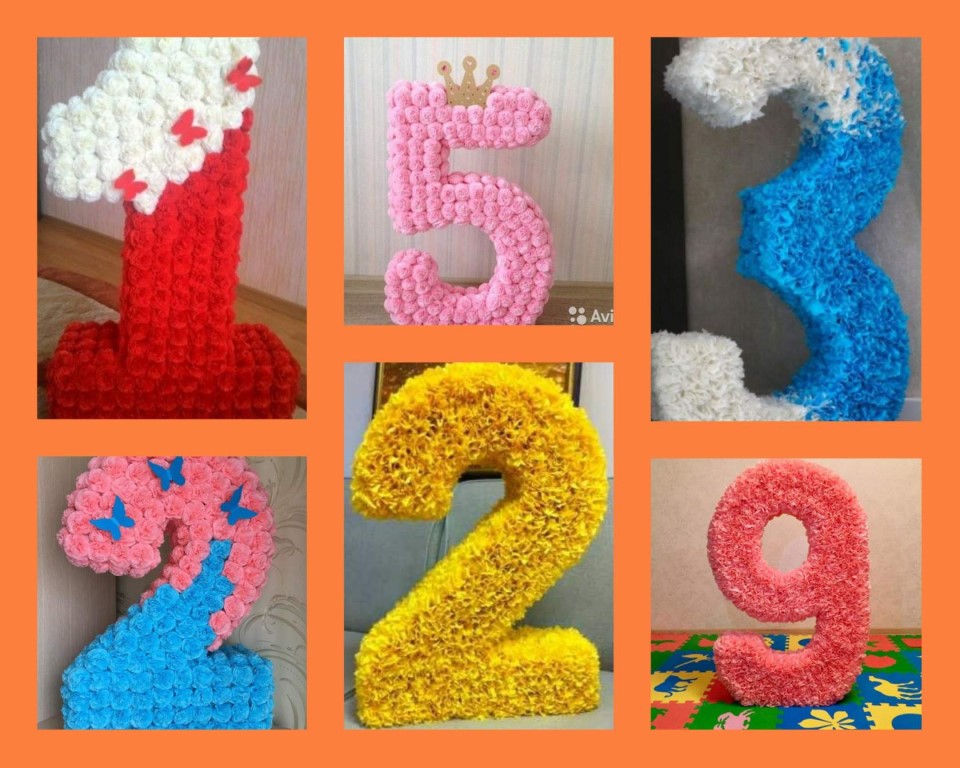 numbers and letters from napkins photo design