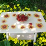decoupage table in summer colors