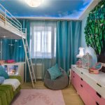 Children's design with turquoise curtains