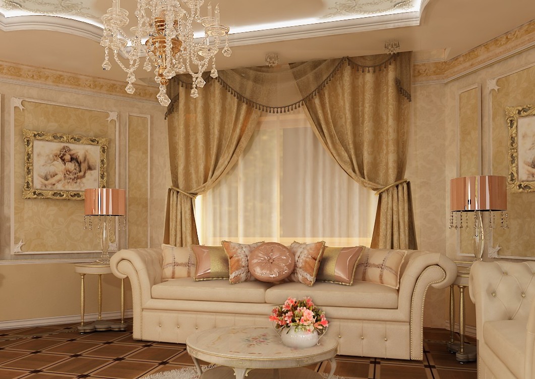 تصميم غرفة المعيشة الكلاسيكية