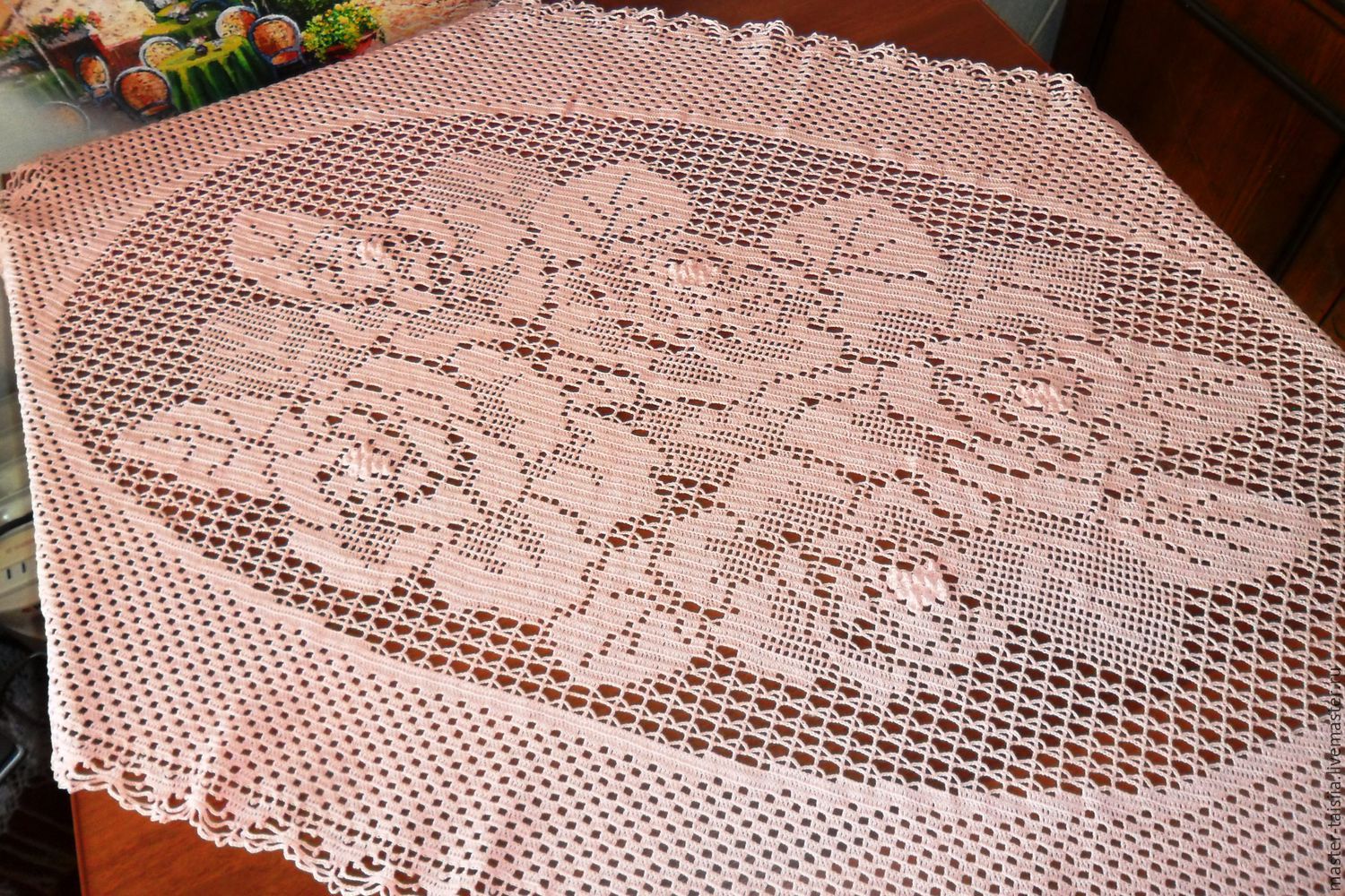 crochet oval filet tablecloth