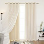 Double curtains in the bright living room