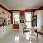 Classic kitchen interior with ceramic floor
