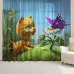Unique print on canvas child curtains