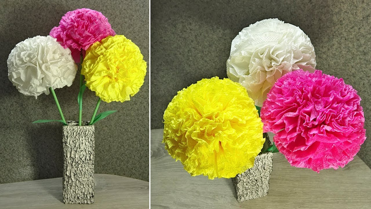 carnations from napkins decoration