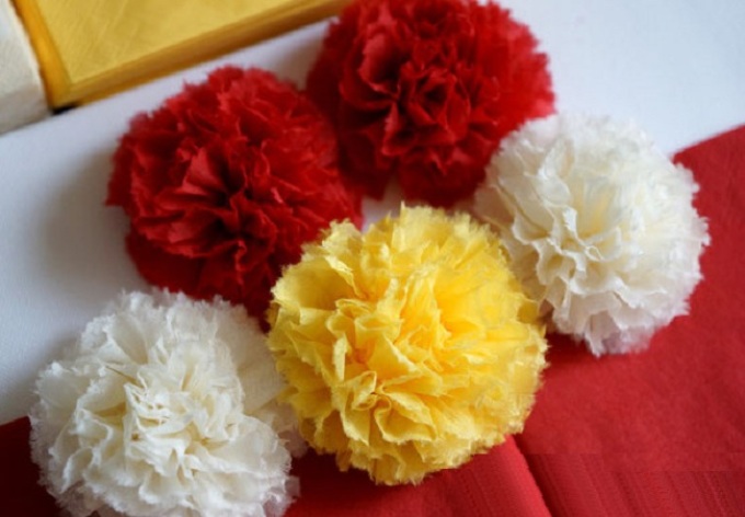 carnations mula sa mga opsyon na do-it-yourself napkin