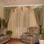 An interesting combination of beige and green for curtains in the living room.