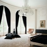 beautiful curtains in the apartment are black