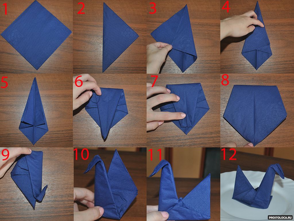origami of swan napkins