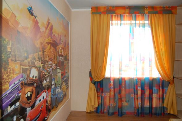 Curtains in the nursery for a boy