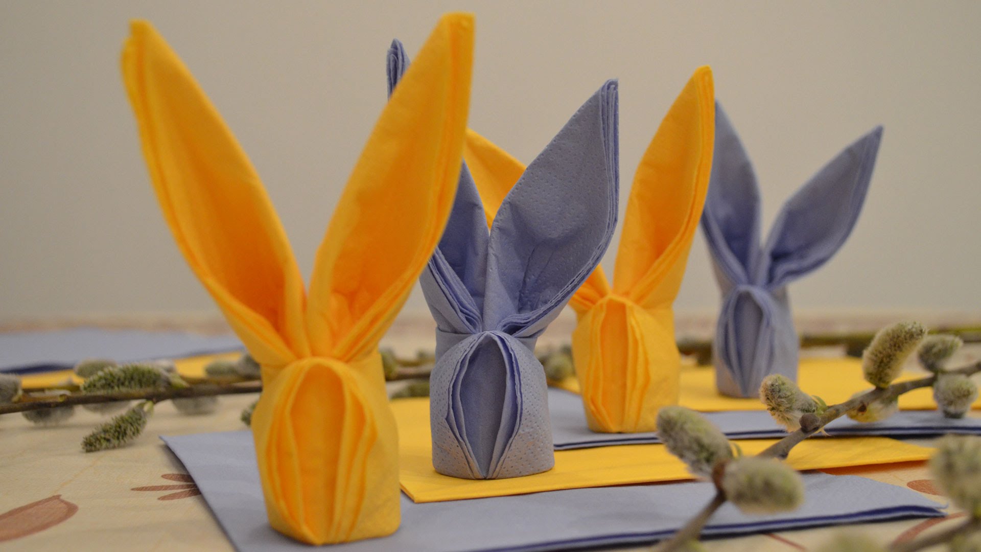 napkins in the form of hares